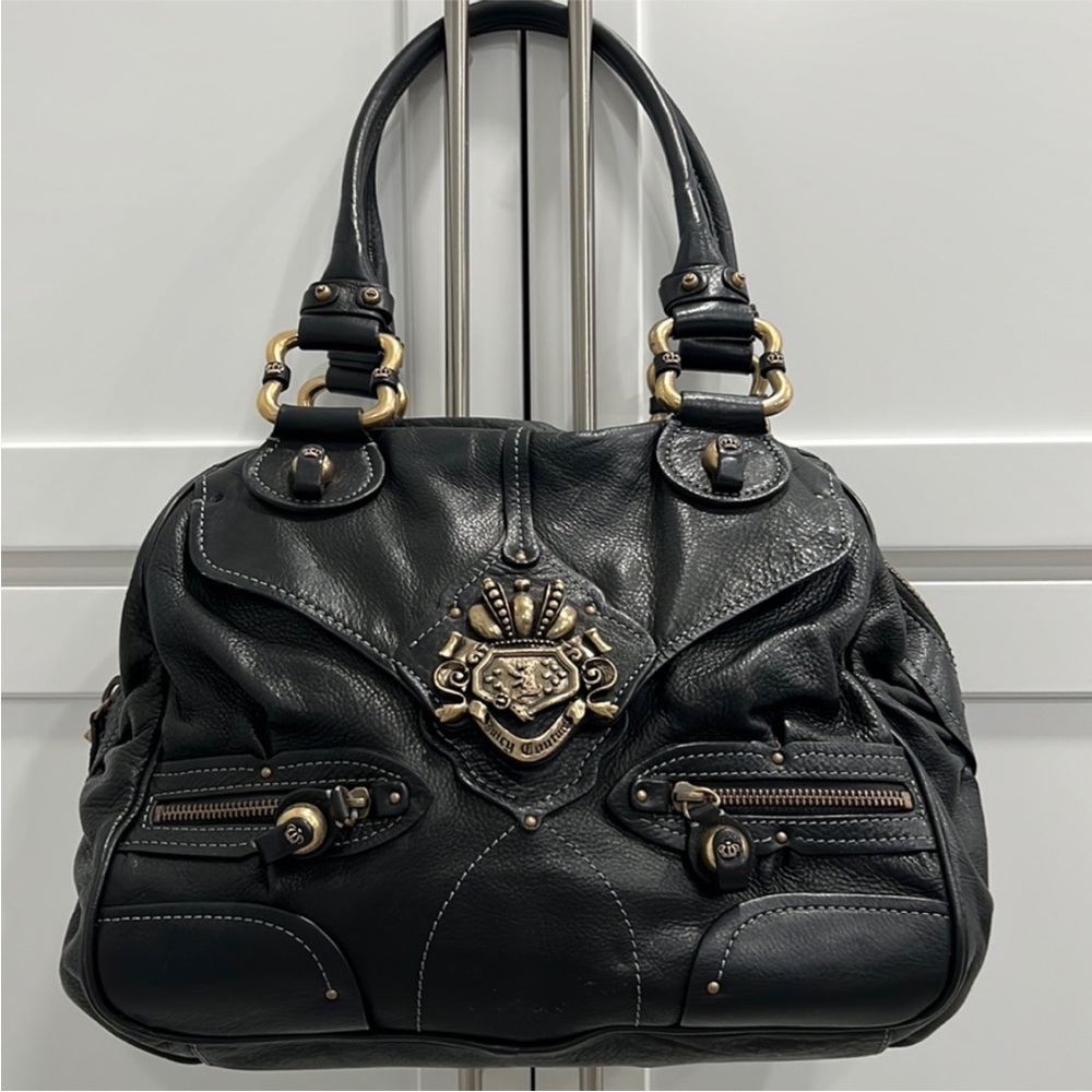 VINTAGE✨Juicy Couture Black Leather Bag with Gold Accents🖤